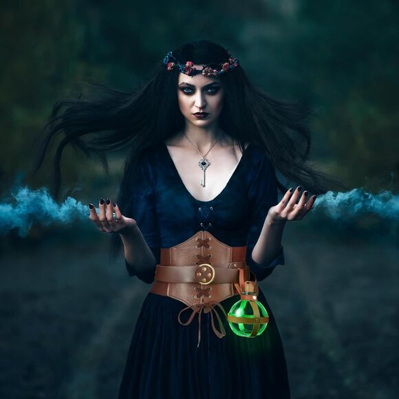 Leather Potion Belt with Bottle Medieval Viking Ren Fair Costume Accessory - Picture 4 of 7